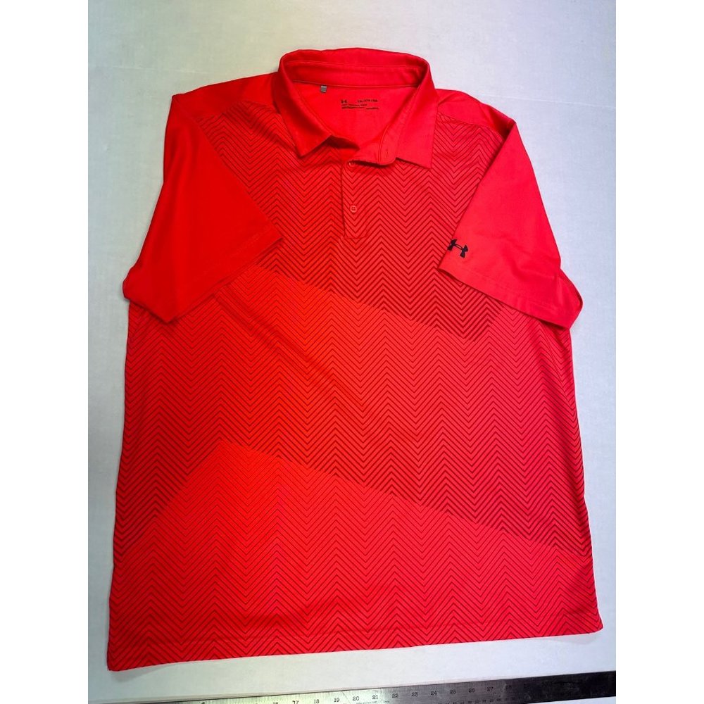 Under Armour Loose Polo Golf Orange Pattern Size XXL